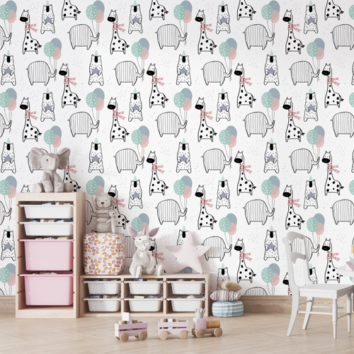 Wallpaper Teddy Elephant Giraffe