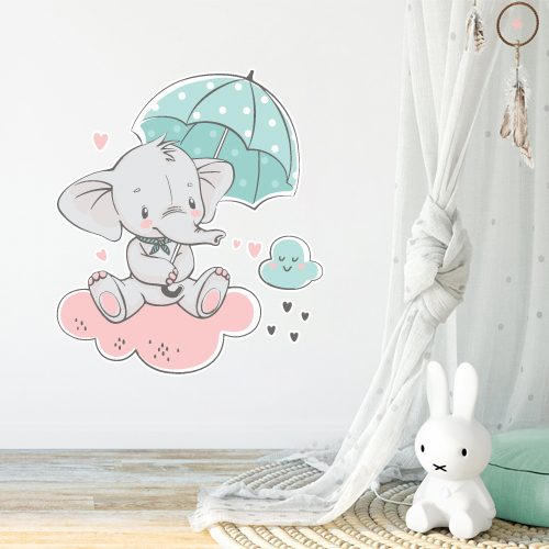 Baby elephant on cloud_dupl