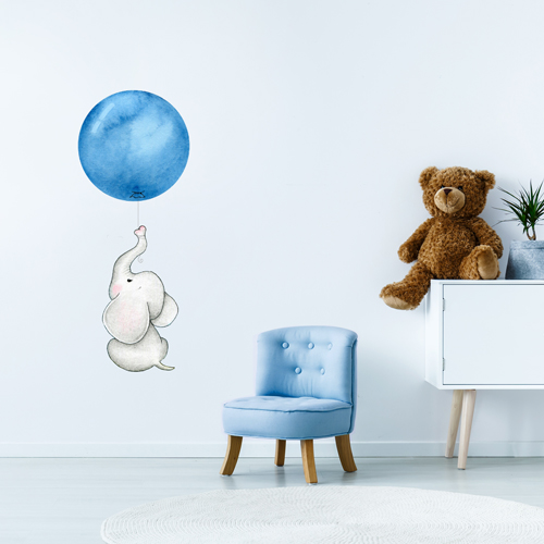 Elephant with balloon - blue