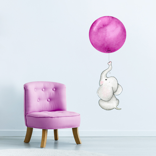 Elephant with balloon - pink