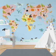 Wallpaper World Map with Animals